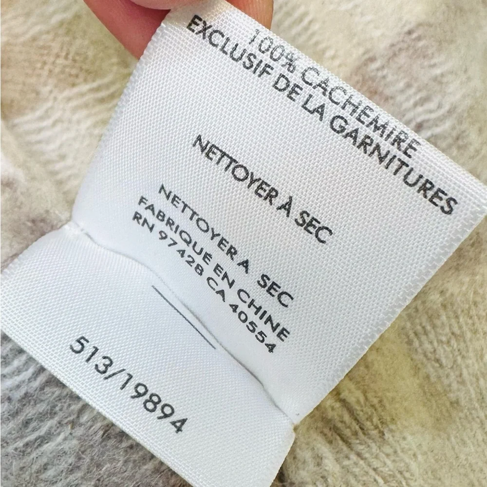EUC White + Warren Warm Neutral Cashmere Fair Isle Cardigan Sweater - Picture 13 of 13